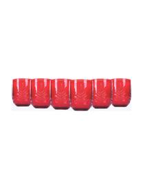 Vasos con relieves navideños Aspen, 6 uds., Vidrio, Rojo, Ø 8 x Al 10 cm, 250 ml