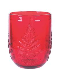 Vasos con relieves navideños Aspen, 6 uds., Vidrio, Rojo, Ø 8 x Al 10 cm, 250 ml