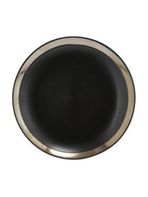 Serviesset Naima in zwart met goudkleurige rand, 6 personen (18-delig), Keramiek, Zwart, goudkleurig, Verschillende formaten