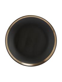 Service de table noir avec bordure dorée Naima, pour 6 personnes (18 élém.), Noir, couleur or