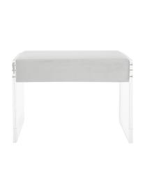 Tabouret en velours avec structure de verre acrylique Ayden, Revêtement : gris clair Structure : transparent