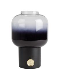Kleine Dimmbare Nachttischlampe Moody aus Glas, Lampenschirm: Glas, Dekor: Messing, Schwarz, Transparent, Messing, Ø 20 x H 30 cm