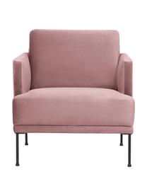 Fauteuil en velours Fluente, Velours vieux rose, larg. 74 x prof. 85 cm
