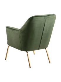 Fluwelen fauteuil Chisa in groen, Bekleding: polyester fluweel, Poten: gelakt metaal, Fluweel bosgroen, B 74 x D 73 cm