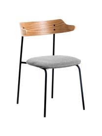 Gestoffeerde stoelen Olympia met rugleuning van hout, 2 stuks, Zitvlak: textiel, Frame: metaal, Grijs, eikenkleurig, B 52 x D 49 cm