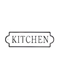 Wandschild Kitchen, Metall, mit Motivfolie beklebt, Weiss, Schwarz, 26 x 8 cm