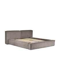 Cama tapizada en pana Lennon, con espacio de almacenamiento, Tapizado: pana (98% poliéster, 2% p, Estructura: madera de pino maciza con, Patas: madera con certificado FS, Pana gris pardo, An 180 x L 200 cm