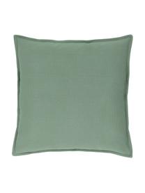 Housse de coussin en coton vert sauge Mads, 100 % coton, Vert sauge, larg. 50 x long. 50 cm