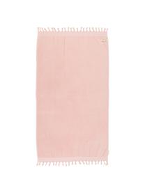 Hamamdoek Soft Cotton met achterzijde van badstof, Roze, wit, 100 x 180 cm