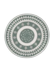 Rond omkeerbaar in- & outdoor vloerkleed Jamaica, 100% polypropyleen, Groen, crèmekleurig, met patroon, Ø 140 cm (maat M)