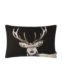 Housse de coussin rectangulaire Pavel, Noir, tons beiges