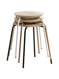 Hocker Ren, stapelbar, Sitzfläche: Mangoholz, naturbelassen, Beine: Metall, lackiert, Mangoholz, Weiß, Ø 40 x H 45 cm