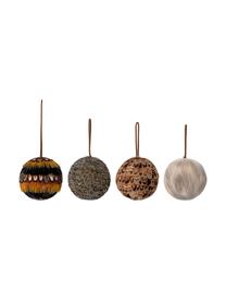 Kerstballen Feather, set van 4, Piepschuim, veren, Multicolour, Ø 9 cm