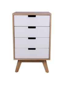 Cómoda cajonera Milano, Estructura: tablero de fibras de dens, Blanco, madera de Paulownia, An 40 x Al 65 cm