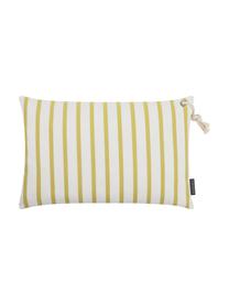 Housse de coussin rectangulaire à rayures Malta, 100 % polyacrylique, Jaune, blanc, larg. 40 x long. 60 cm