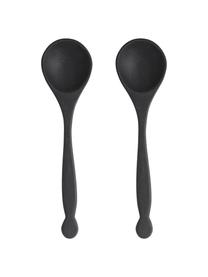 Cubiertos para ensalada de madera de acacia Efi, 2 pzas., Madera de acacia, recubierto, Negro mate, L 26 cm