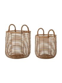 Panier de rangement rotin Lyng, 2 élém., Rotin, Bois clair, Lot de différentes tailles