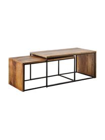 Set 2 tavolini da salotto in legno di mango con struttura in metallo Carol, Struttura: metallo laccato, Marrone, nero, Set in varie misure