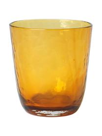 Ručne fúkané poháre na vodu s nerovným povrchom Hammered, 4 ks, Sklo, Odtiene jantárovej, Ø 9 x V 10 cm, 335 ml