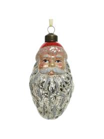 Adornos navideños Santa Claus, 2 uds., Figura: vidrio, Dorado, beige, blanco, An 6 x Al 12 cm