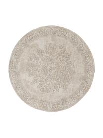 Tapis rond vintage chenille, tissé main Avignon, Tons beiges, imprimé, Ø 120 cm (taille S)