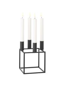 Candelabro forma di cubo Kubus, Acciaio, verniciato, Nero, L 14 x A 20 cm