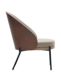 Fauteuil lounge en velours Eamy, Chenille taupe, noir, larg. 78 x prof. 72 cm