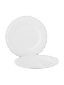 Platos de postre Constance, 2 uds., estilo rústico, Gres, Blanco, Ø 24 cm