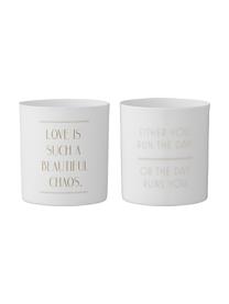 Set de portavelas Chaos, 2 pzas., Porcelana, Blanco, dorado, Cada uno Ø 6 x Al 8 cm