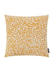 Housse de coussin 50x50 jaune Leopardo, Jaune moutarde, blanc