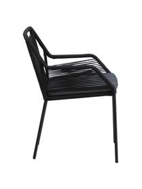 Set de muebles para exterior Elba, 5 pzas., Tablero: teca, Estructura: metal recubierto, Tapizado: 100% poliéster, Estructura: metal recubierto, Negro, madera de teca, Set de diferentes tamaños