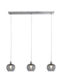 Hanglamp Lotus, Vernikkeld metaal, rookglas, Mat nikkelkleurig, grijs, transparant, 100 x 150 cm