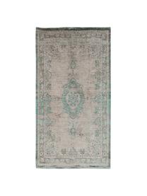 Tapis vintage chenille Medaillon, Vert, rose