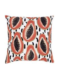 Bavlněný povlak na polštář s tropickým motivem Papaya, 100 % bavlna, Bílá, černá, oranžová, Š 45 cm, D 45 cm