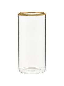 Waterglazen Boro van borosilicaatglas met goudkleurige rand, 6 stuks, Borosilicaatglas, Transparant, goudkleurig, Ø 6 x H 12 cm