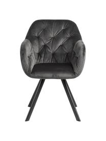 Sedia girevole con braccioli in velluto Lucie, Rivestimento: velluto di poliestere Con, Gambe: metallo verniciato a polv, Velluto grigio scuro, Larg. 58 x Prof. 62 cm
