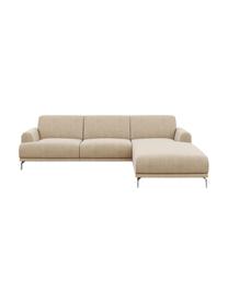 Sofa narożna Puzo, Tapicerka: 100% poliester, Nogi: metal lakierowany, Jasny beżowy, S 240 x G 165 cm