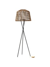 Lampada da terra treppiede mobile a LED dimmerabile con telecomando Amalfi, Paralume: fibra naturale, Struttura: metallo rivestito, Marrone, nero, Ø 49 x Alt. 148 cm