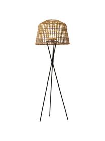 Lampada da terra treppiede mobile a LED dimmerabile con telecomando Amalfi, Paralume: fibra naturale, Struttura: metallo rivestito, Marrone, nero, Ø 49 x Alt. 148 cm
