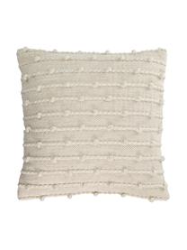 Boho kussenhoes Akane met hoog-laag structuur, 70% katoen, 30% linnen, Beige, B 45 x L 45 cm