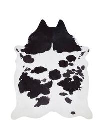 Koeienhuid vloerkleed Wilbur van imitatieleer, Crèmekleurig, zwart, 155 x 190 cm