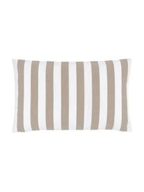 Housse de coussin rectangulaire à rayures Timon, 100 % coton, Taupe, blanc, larg. 30 x long. 50 cm