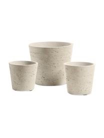 Plantenpottenset Low van cement, 3-delig, Cement, Beige, Set met verschillende formaten