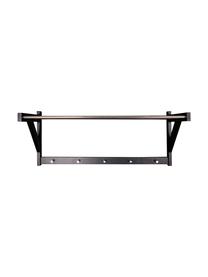 Perchero de pared de metal y madera Padova, Madera de álamo, acero, Negro, acero, An 78x Al 34 cm