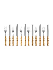 Besteck-Set Bami aus Bambusholz, 6 Personen (12er-Set), Besteck: Edelstahl, Griff: Bambusholz, Beige, Silberfarben, 6 Personen (12-tlg.)