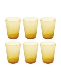 Mondgeblazen waterglazen Cancun met luchtholten, 6 stuks, Mondgeblazen glas, Geel, Ø 9 x H 10 cm, 330 ml