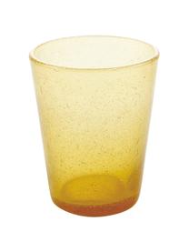 Mondgeblazen waterglazen Cancun met luchtholten, 6 stuks, Mondgeblazen glas, Geel, Ø 9 x H 10 cm, 330 ml