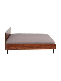 Houten bed Ravello, Frame: massief sheesham hout, ge, Poten: gepoedercoat staal, Bruin, 160 x 200 cm