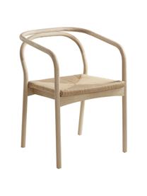 Silla con reposabrazos de roble y mimbre Lidingo, Asiento: mimbre de cordón, Beige, An 54 x F 56 cm