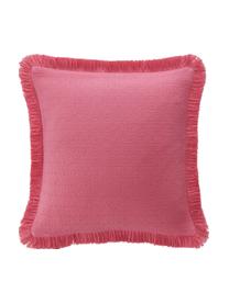 Federa arredo in cotone rosa con frange decorative Lorel, 100% cotone, Rosa, Larg. 40 x Lung. 40 cm